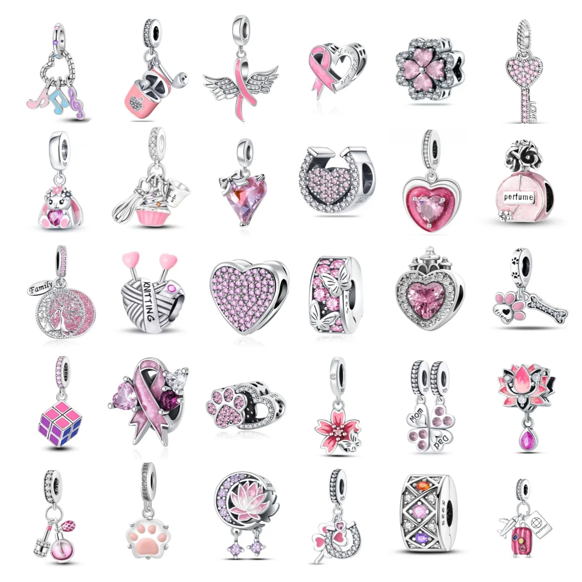 

Мода 2025, стерлингового серебра 925 пробы, розовые духи, наушники, подвесные бусины в форме лотоса, подходят для браслетов из змеиной кости, ювелирные изделия премиум-класса, подарки