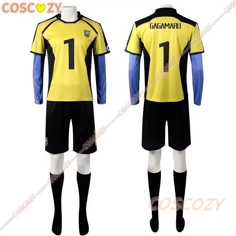 

☆YunCos 2023 Anime Lock Costume Red Blue Yellow Uniform Hyoma Seishiro Reo Mikage Nagi Cosplay Football Clothes S☆