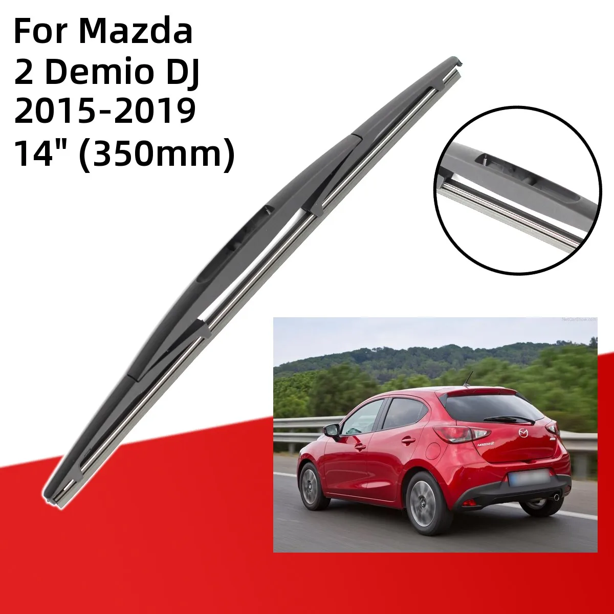 For Mazda 2 Demio DJ 2015-2019 Front Rear Wiper Blades Brushes Cutter Accessories J Hook 2015 2016 2017 2018 2019