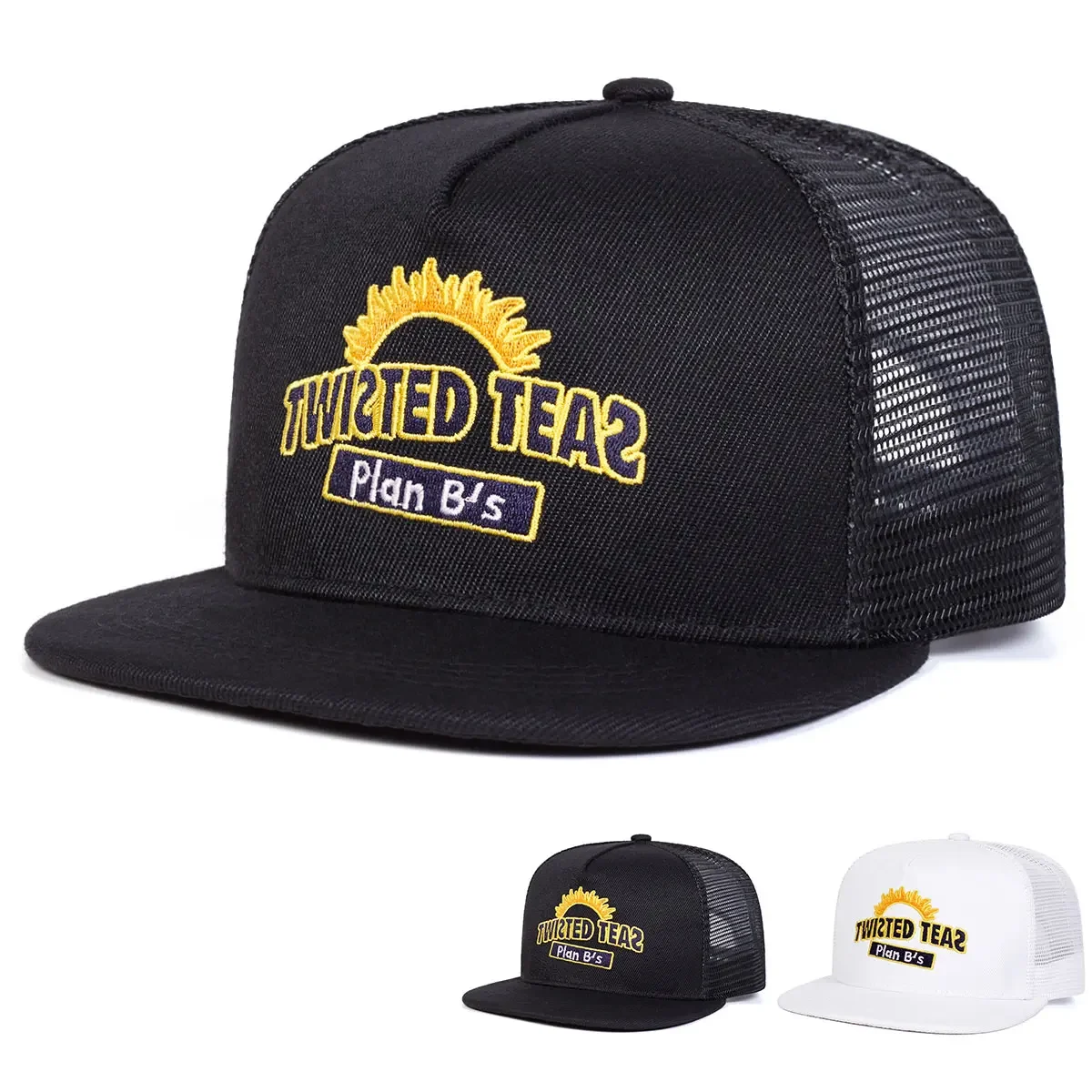 Unisex TWISTED TEAS Hip-Hop-Netzhüte mit Stickerei für Frühling und Sommer, verstellbare Sport- und Freizeit-Baseballkappen, Sonnenschutzhut