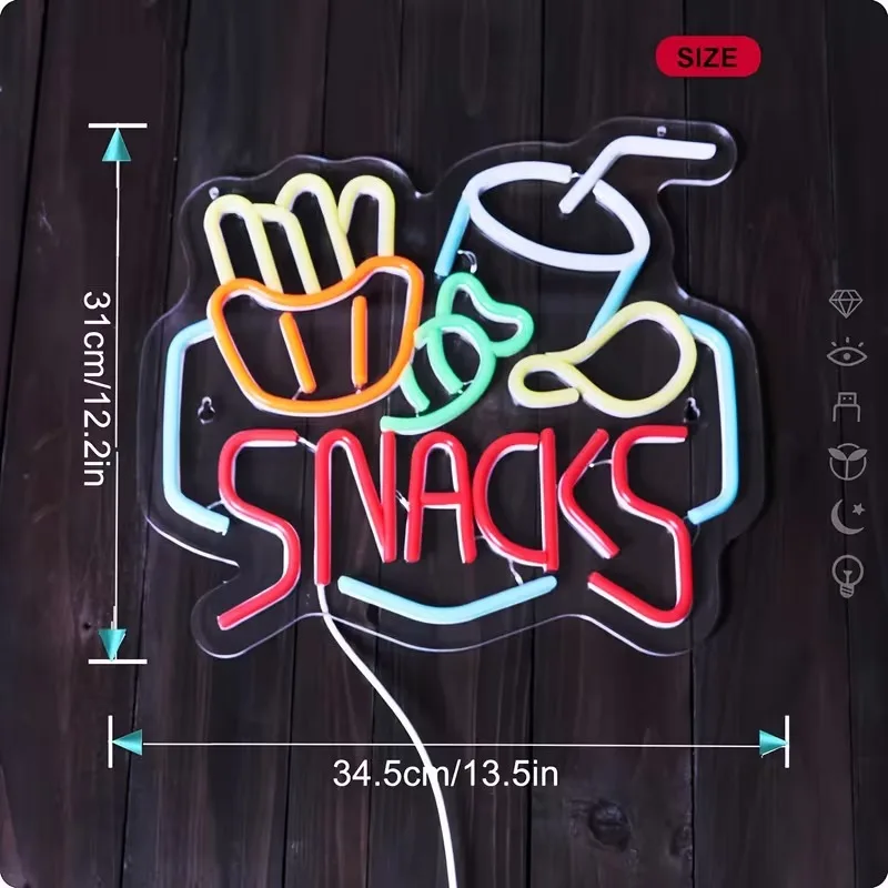 Niestandardowe neonowe oświetlenie dla POHANIEŻEŃ Frytki Napoje Tablice LED z podświetleniem Akrylowe oświetlenie do dekoracji sklepów
