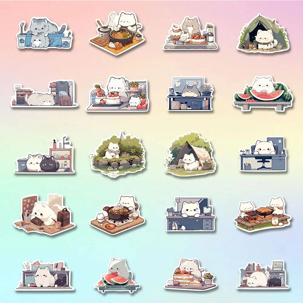 

10/30/54Pcs Kawaii Cartoon Cat Animal Stickers Funny Animal Sticker DIY Notebook Luggage Water Bottle Car Cute Decoration Decals
