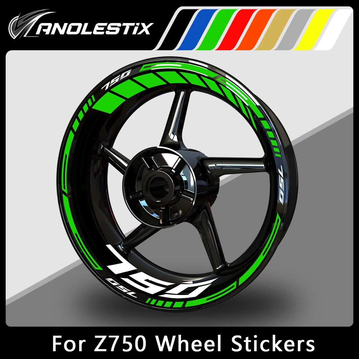 AnoleStix Reflective Motorcycle Wheel Sticker Hub Decal Rim Stripe Tape For Z750