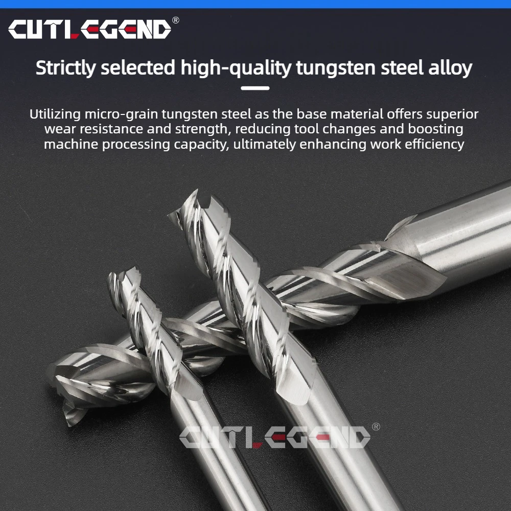 HRC60 Unbeschichteter Vollhartmetall-Schaftfräser 1,0-4,95mm 50/75/100mm Länge Wolframstahl-Fräser Speziell für Aluminium – Detail 2