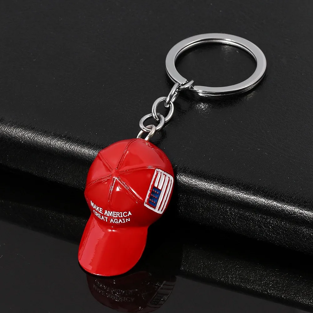 Hot Sale Creative Trump Red Baseball Cap Keychain Hip-hop Make America Great Again Bag Pendant Cute Hip-hop Bag Pendant Gift