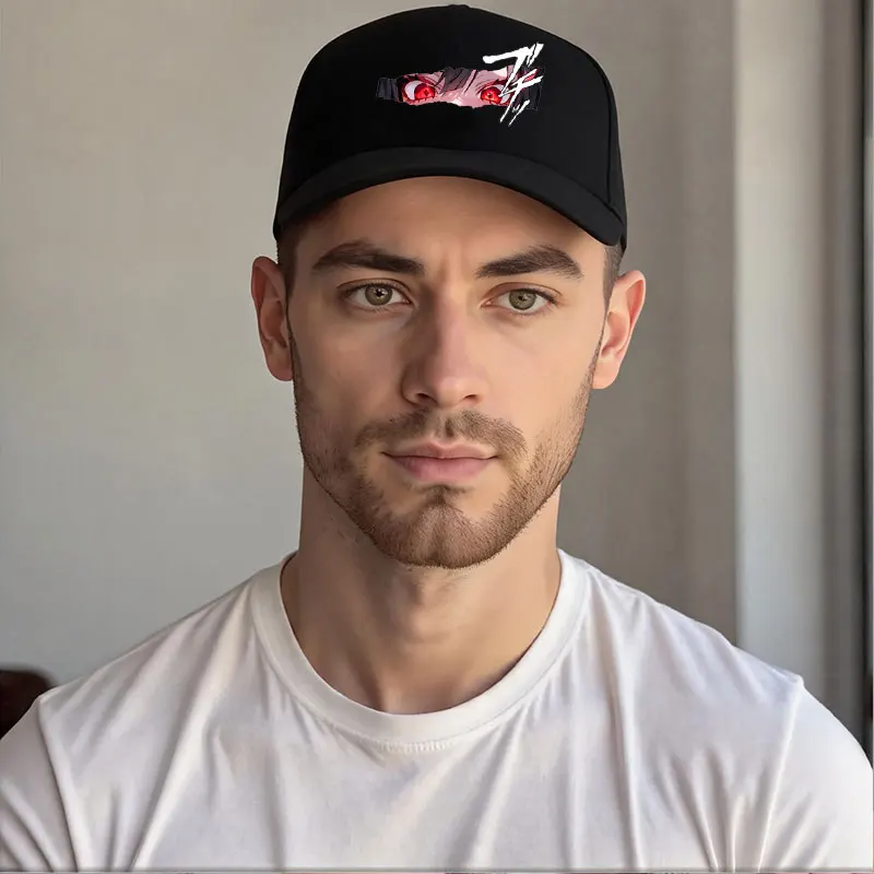Summer Pink Anime Eyes Peeking Printed Baseball Cap Unisex Adjustable Men Women Sport Trucker Hat Quality Personalized Caps