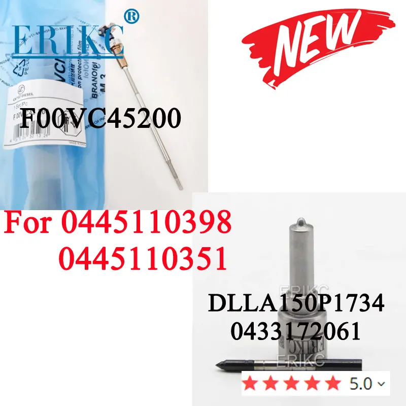 0445110351 Diesel Injector Repair Kit Nozzle DLLA150P1734 0433172061 Valve F00VC45200 for Bosch 0445110398, 0 445 110 351