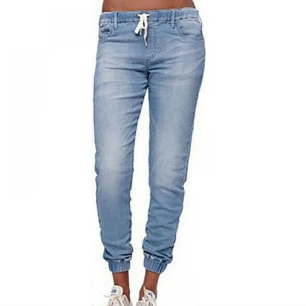 Spring and Autumn Summer Leisure Commuting Loose Elastic Waist Cowboy Legged Lantern Pants Female Student