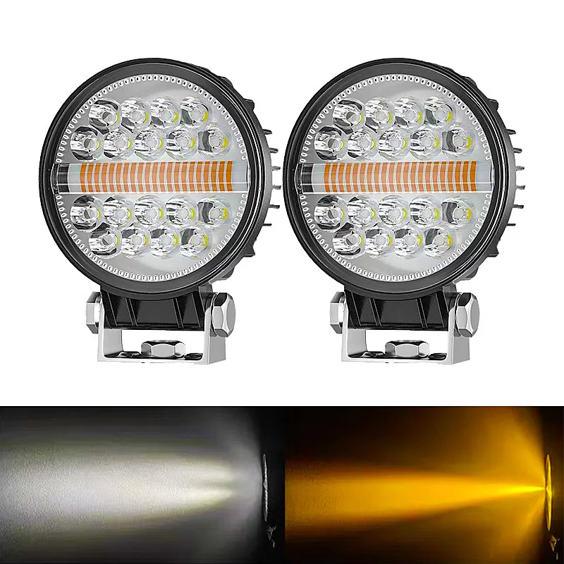 Светодиодный рабочий фонарь Круглый точечный светодиодный фонарь для грузовика SUV 4x4 светодиодный бар внедорожный ATV Jeep Tractor Противотуманный фонарь 12 В 24 В Белый Желтый Вспышка