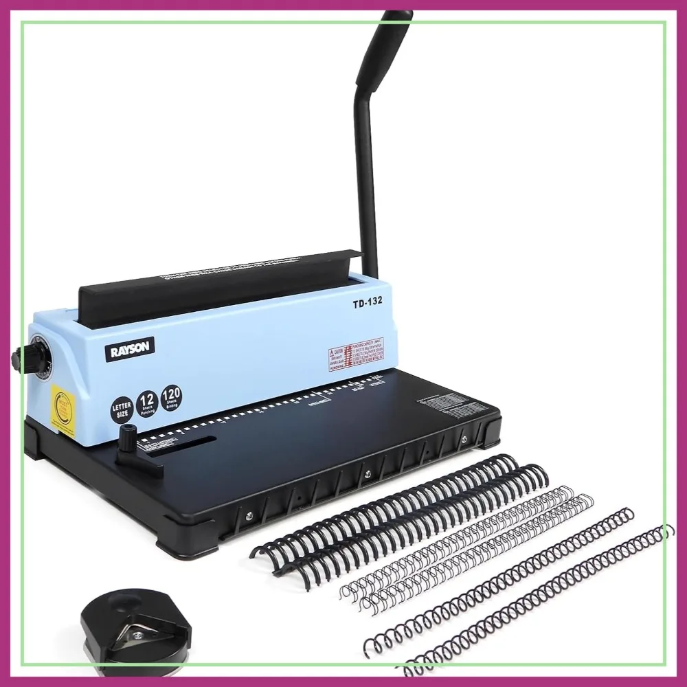 

32-Hole Wire Binding Machine, 3:1 Pitch, Punches 12 Sheets, Binds 120 Sheets, Heavy Duty Metal
