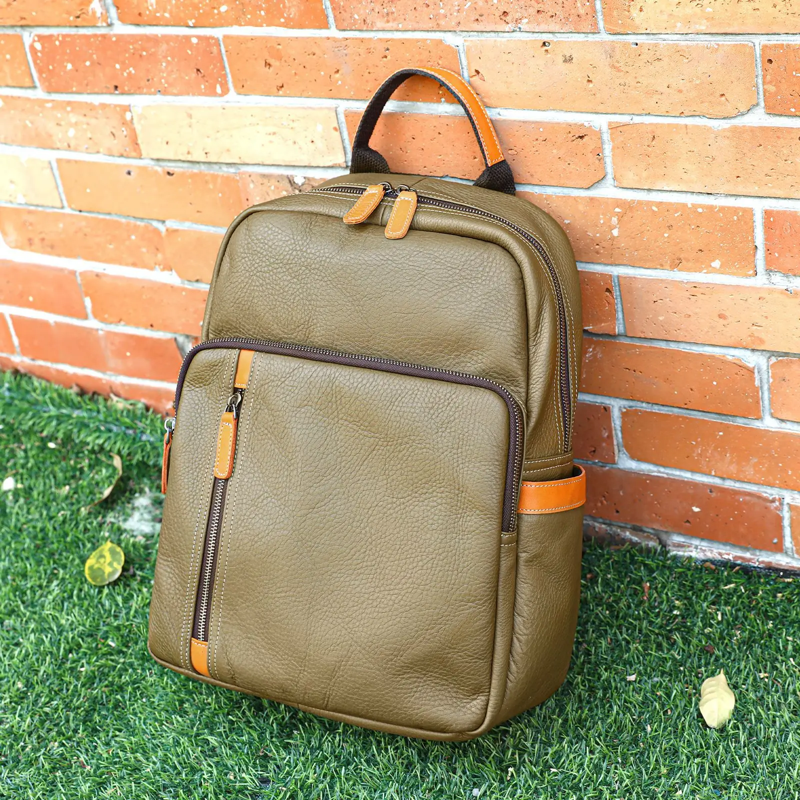 100% بقرة جلد طبيعي الرجال حقائب الظهر موضة الجلد الطبيعي الحقيقي حقيبة ظهر الطالب الصبي العلامة التجارية الفاخرة حقيبة كمبيوتر محمول كبيرة