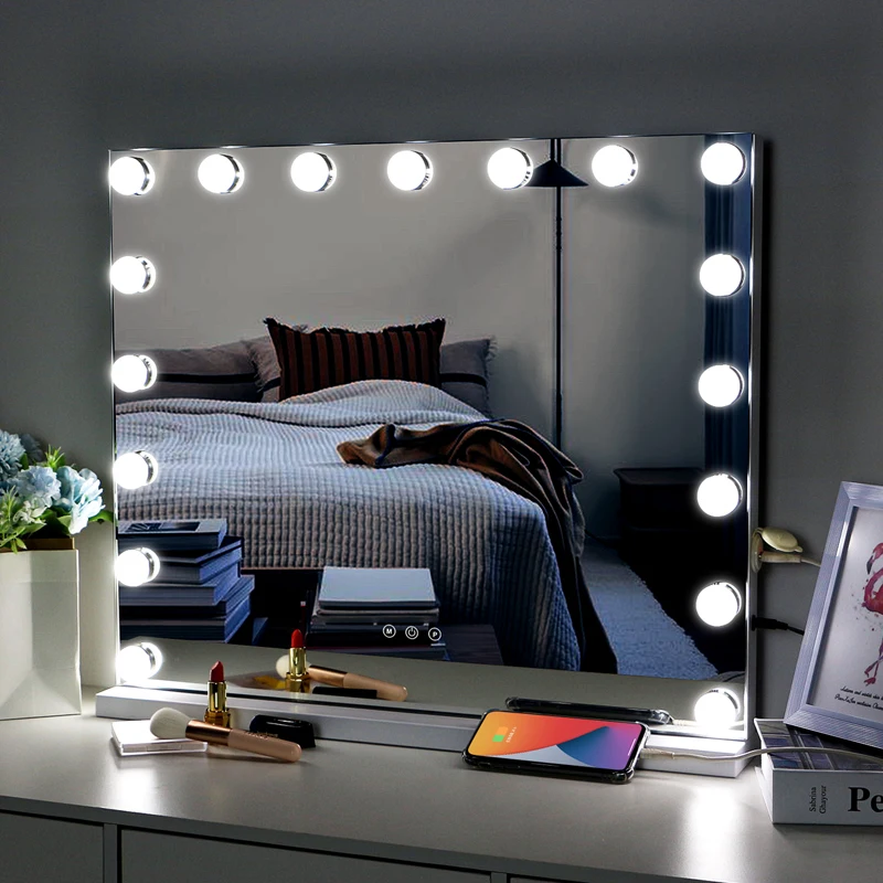 Dimmable Hollywood Led Makeup Mirror 17 Bulbs Desktop Vanity Mirror With s For Girls Makeup