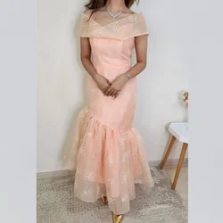 Jiayigong High Quality Sparkle Evening Satin Draped Pleat Mermaid Off-the-shoulder Bespoke Occasion Gown Midi Dresses