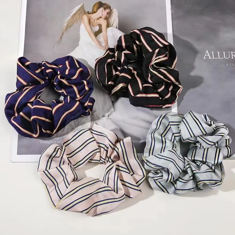 Elegant and Stylish Striped Pleated Hair Band for Women High Elasticity and Versatile Hair Scrunchie Fashionable Hair Accessory