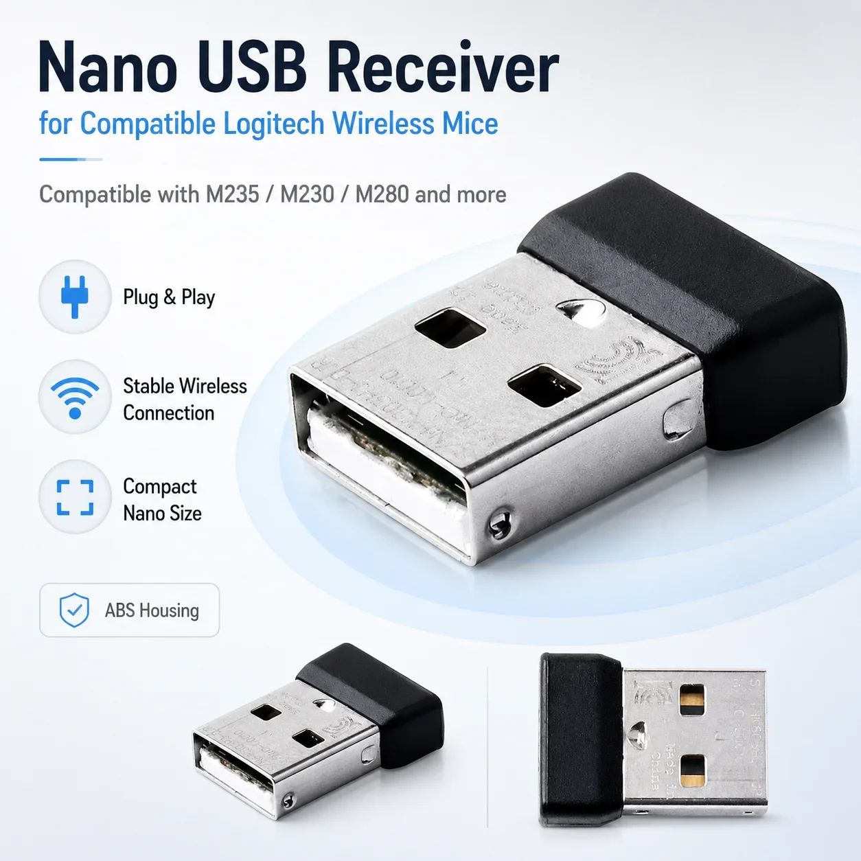 USB Wireless Mouse Receiver Replacement Nano Receiver for Logitech M235 M230 M280 Keyboard Mouse Accessories