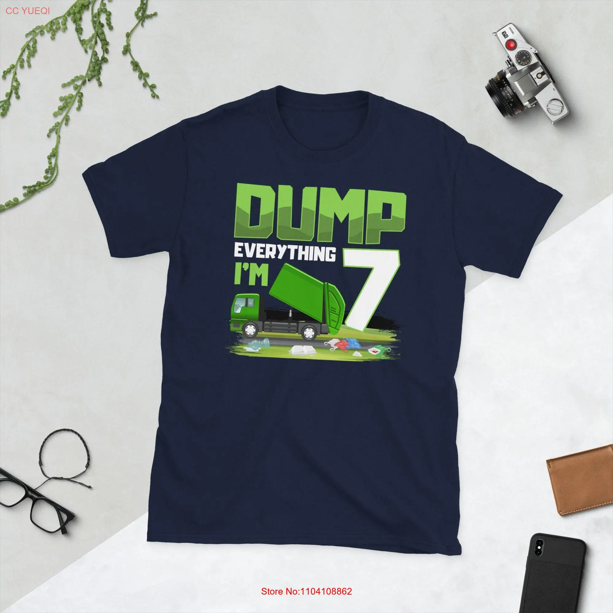 Dump Everything I'm 7 T Shirt for kids Garbage Truck Birthday long or short sleeves