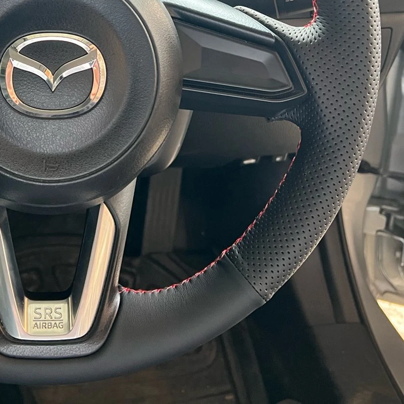 Artificial Leather Braid Car Steering Wheel Cover For Mazda