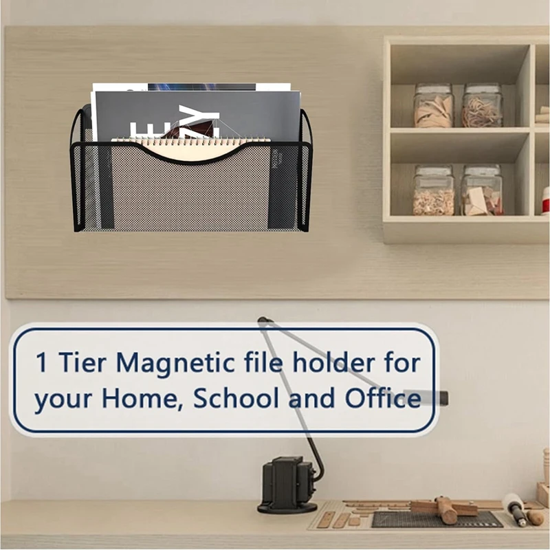 1-Tier Magnetic File Holder Capacity Office Hanging Magazine Rack For Refrigerator, File Cabinets