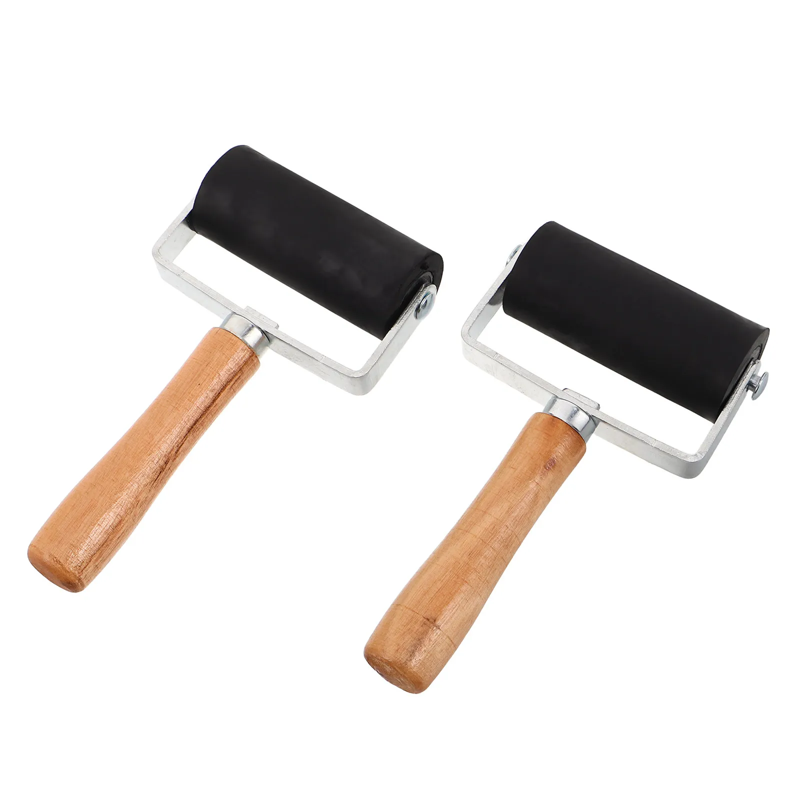 

2Pcs Rubber Printmaking Brayers Rollers Soft Elastic Ink Applicator with Non-Slip Wood Handle for Crafting Stamping Painting