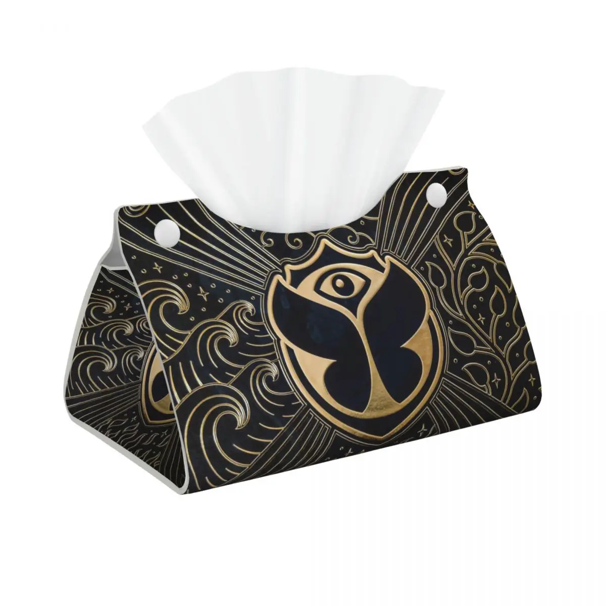 Custom Tomorrowland Tissue Box Holder Rectangular Belgian Electronic Dance Music Festival PU Leather Facial Tissue Box Cover for