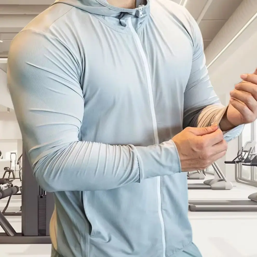 

New High Quality Men's Jacket Sports Zip Up Long Sleeve T-shirts Quick Dry Gym Fitness Elasticity Coats Running Man Sweatshirts