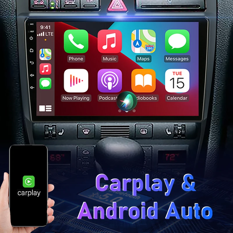 Autoradio Android 13, Navigation GPS, Carplay, 2Din, pour Voiture Audi Horizon C5 (1997-2004), Dock (1999-2004), RS6 (2002-2006)