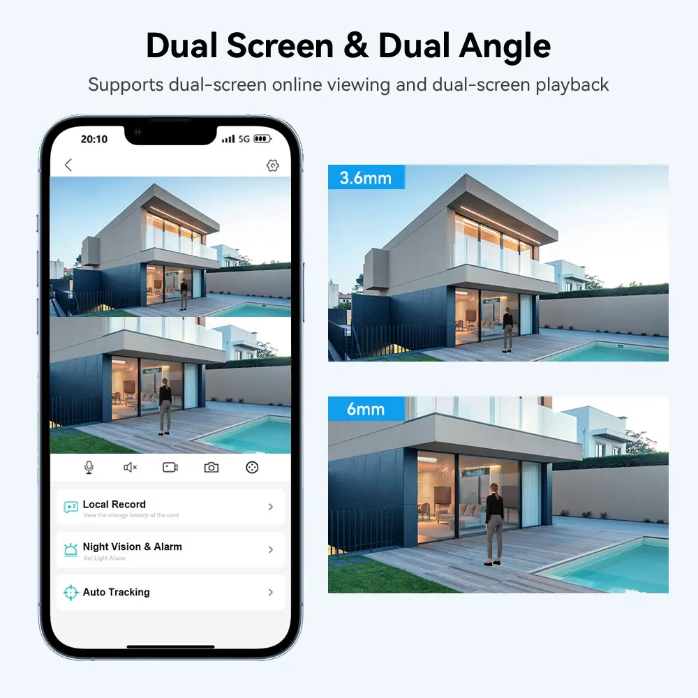 4K 8MP Dual Lens PTZ IP Camera WIFI Color Night Vision Dual Screen Outdoor Ai Human Detection 4MP Security Protection IP Camera