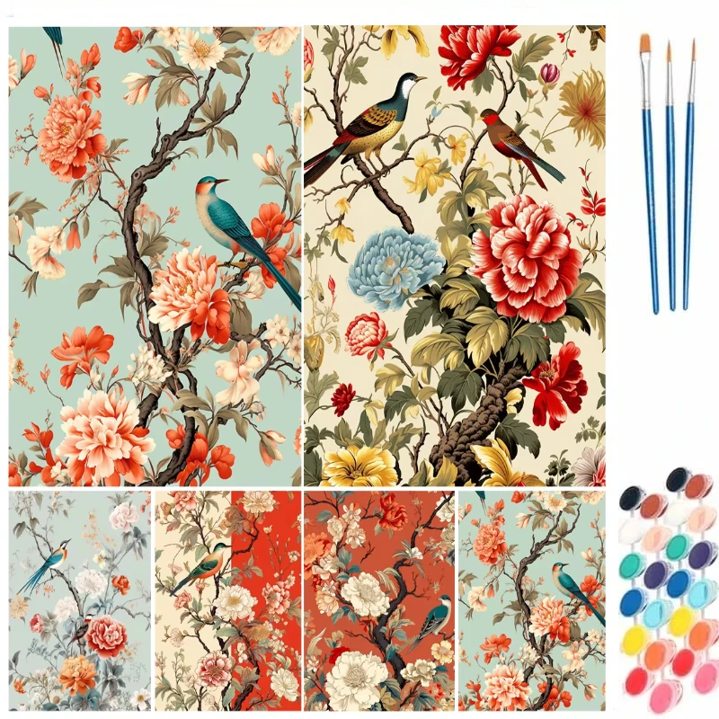 Kit de peinture par numéros, peinture à la main, paysage de pie sur branche, peinture acrylique DIY, œuvre d'art acrylique, cadeau artistique, décoration de la maison