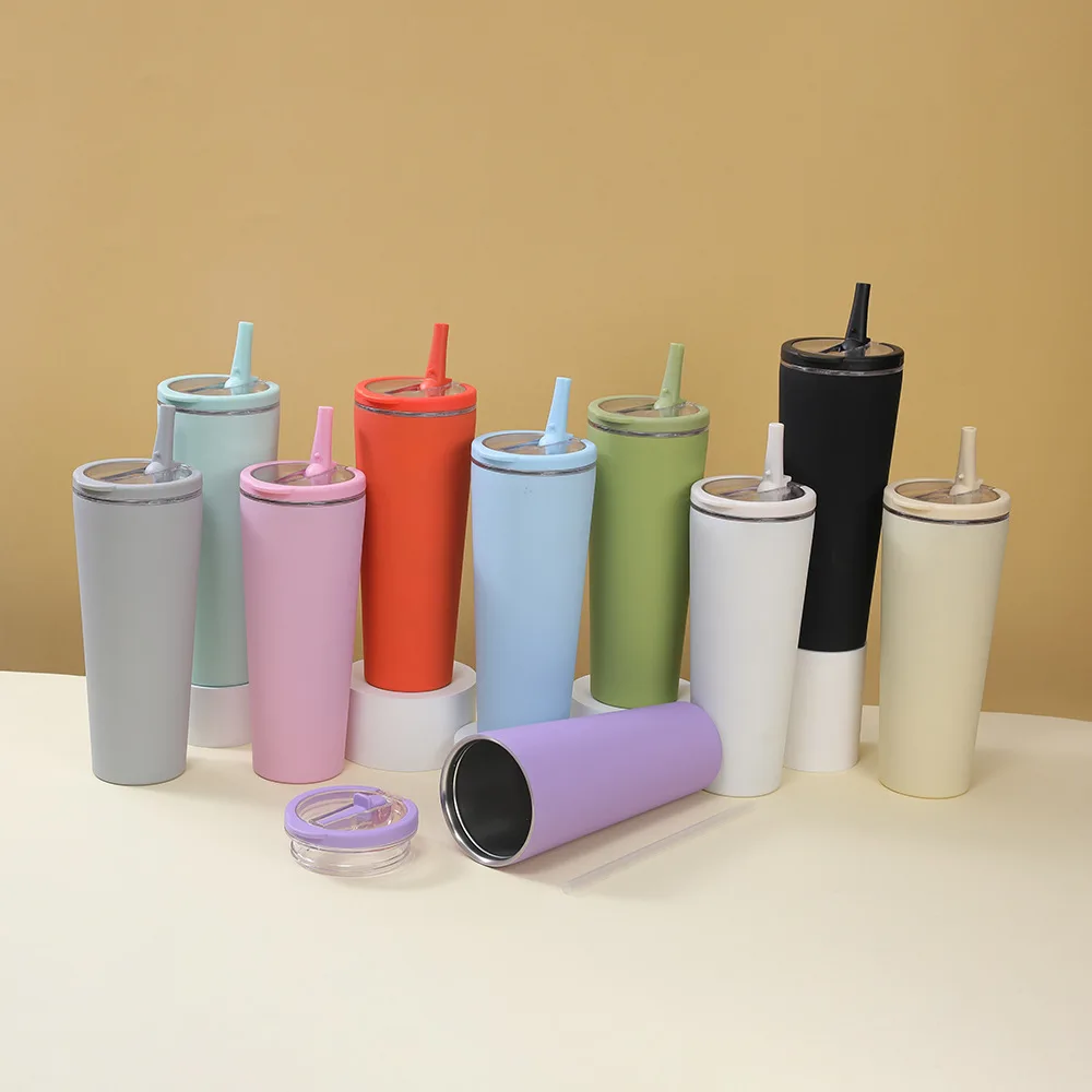 New Ring Handle 304 Stainless Steel Thermos Cup Office Folding Straw Cup High Value Easy Cup