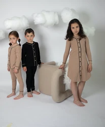 AS-Robe à manches longues pour garçons et filles, bouton, pyjama, automne, hiver