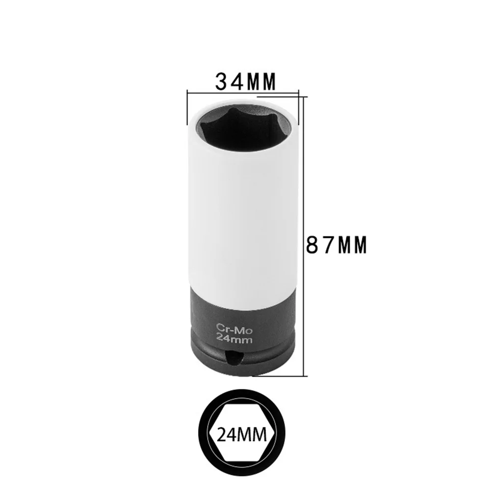 1pc 17mm/19mm/21mm Diepe Wielmoer Socket Hexagon Met Beschermende mouwen Voor Auto Wielen Handgereedschap Onderdelen