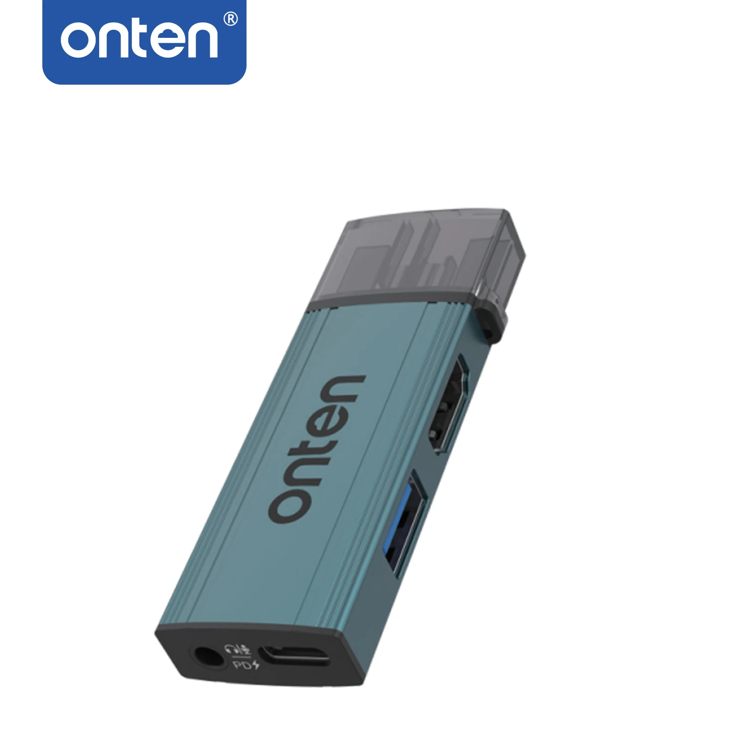 ONTEN Original 5 in 1 USB-C Mini Dock with 4K HDTV USB-A 3.0  3.5mm Audio Port  Audio Out/Mic in  and PD 3.0 100W