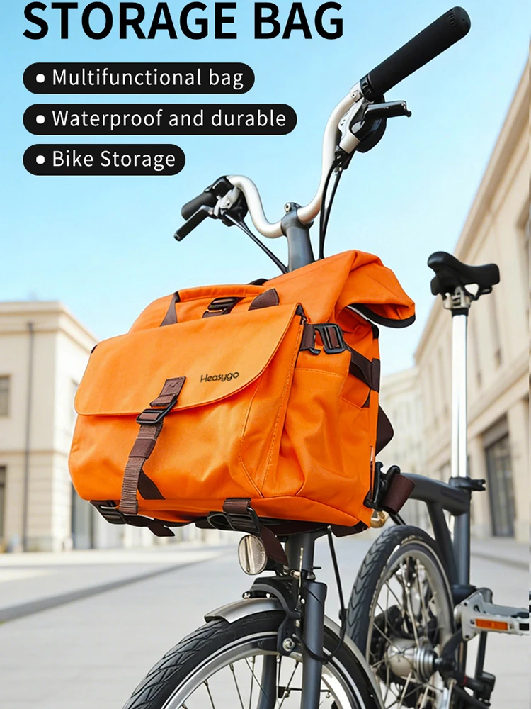 

16L Cycling Storage Bag Fit For Brompton Dahon Folding Bike With Pig Nose Adapter & Frame Waterproof Multifunctional Backpack
