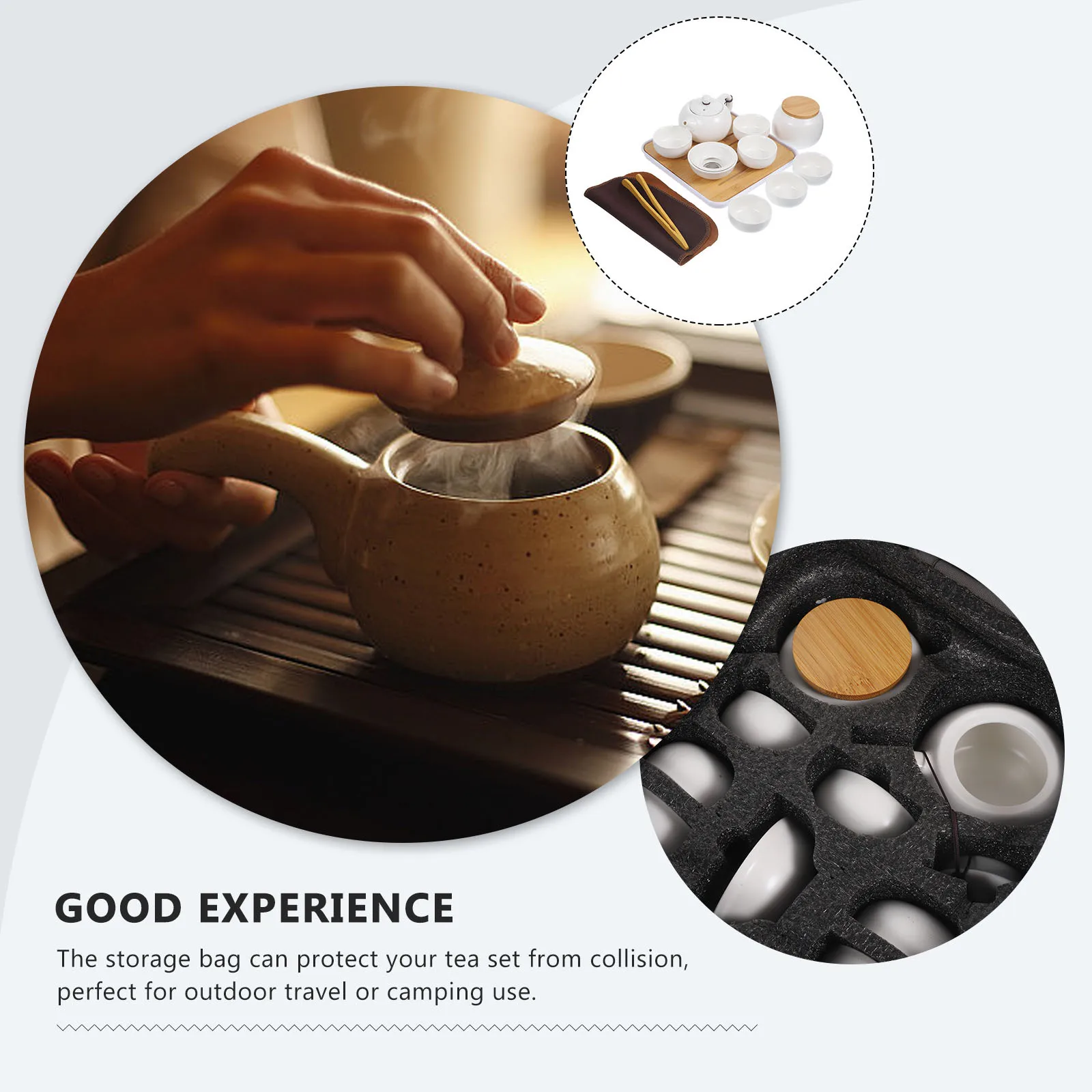 

1 Portable Set Ceramic Kung Fu Tea Set Travel Teaware Kit With Storage Bag For Camping Outdoor Home Office Green Oolong Tea