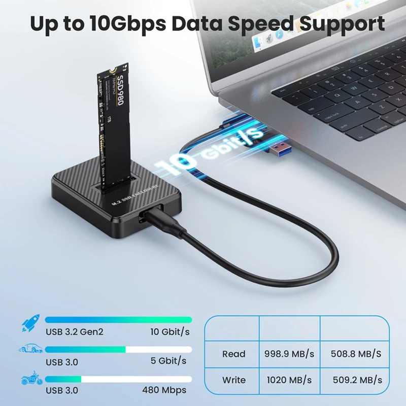 M.2 Nvme & SATA a USB C Docking Station doppio protocollo adattatore da M.2 a USB C custodia SSD esterna da 10Gbps con USB C 2 in1