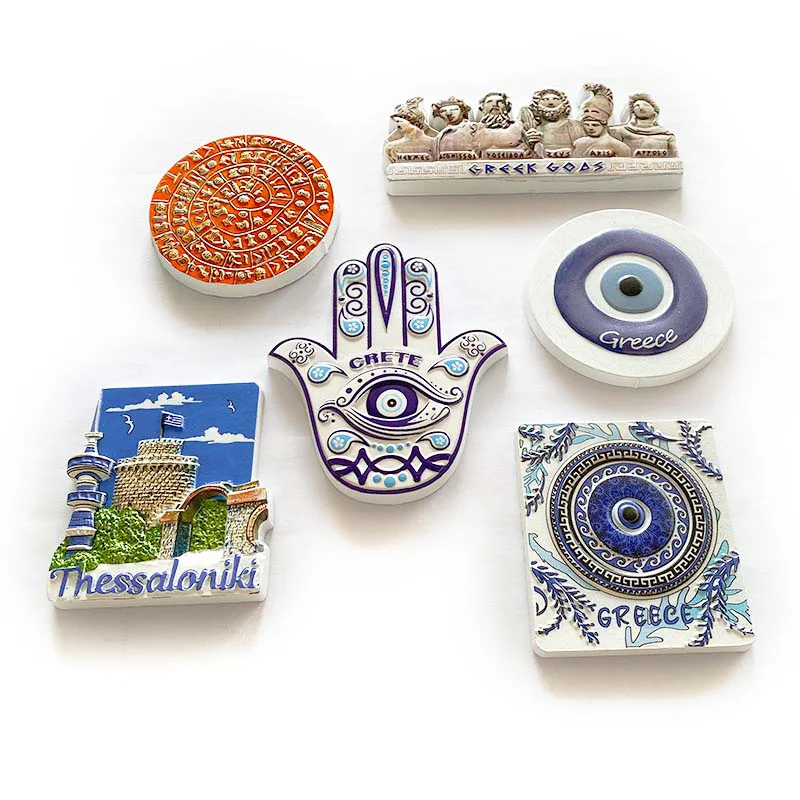 

Greek Minimalist Modern Resin Double Door Landscape Magnetic Refrigerator Sticker Office Decoration DIY Home