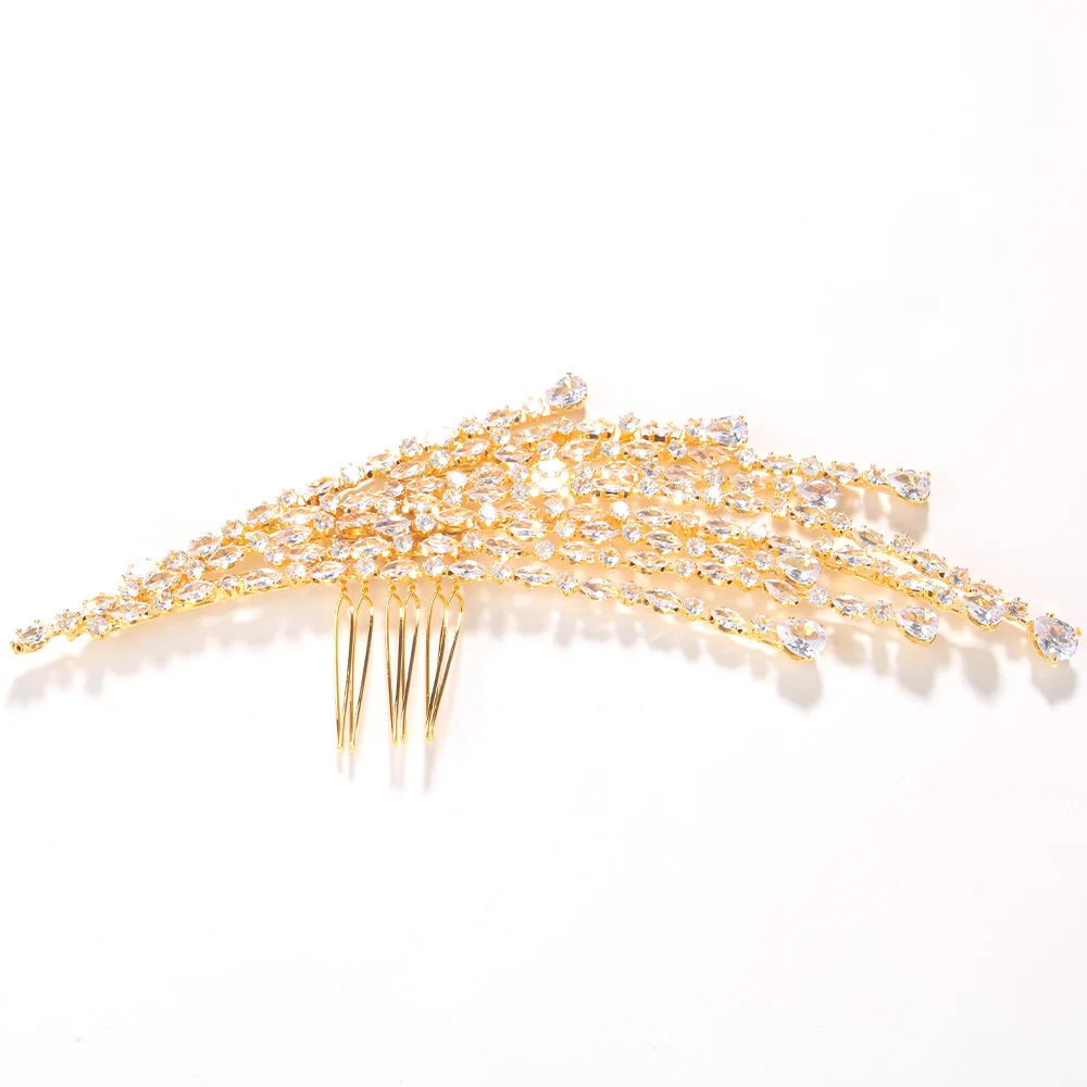 Stonefans Luxury Trendy Charm Sparkling Fashion Cubic Zirconia Bridal Hair Comb Wedding Women Girls CZ Jewelry Hair Accessories
