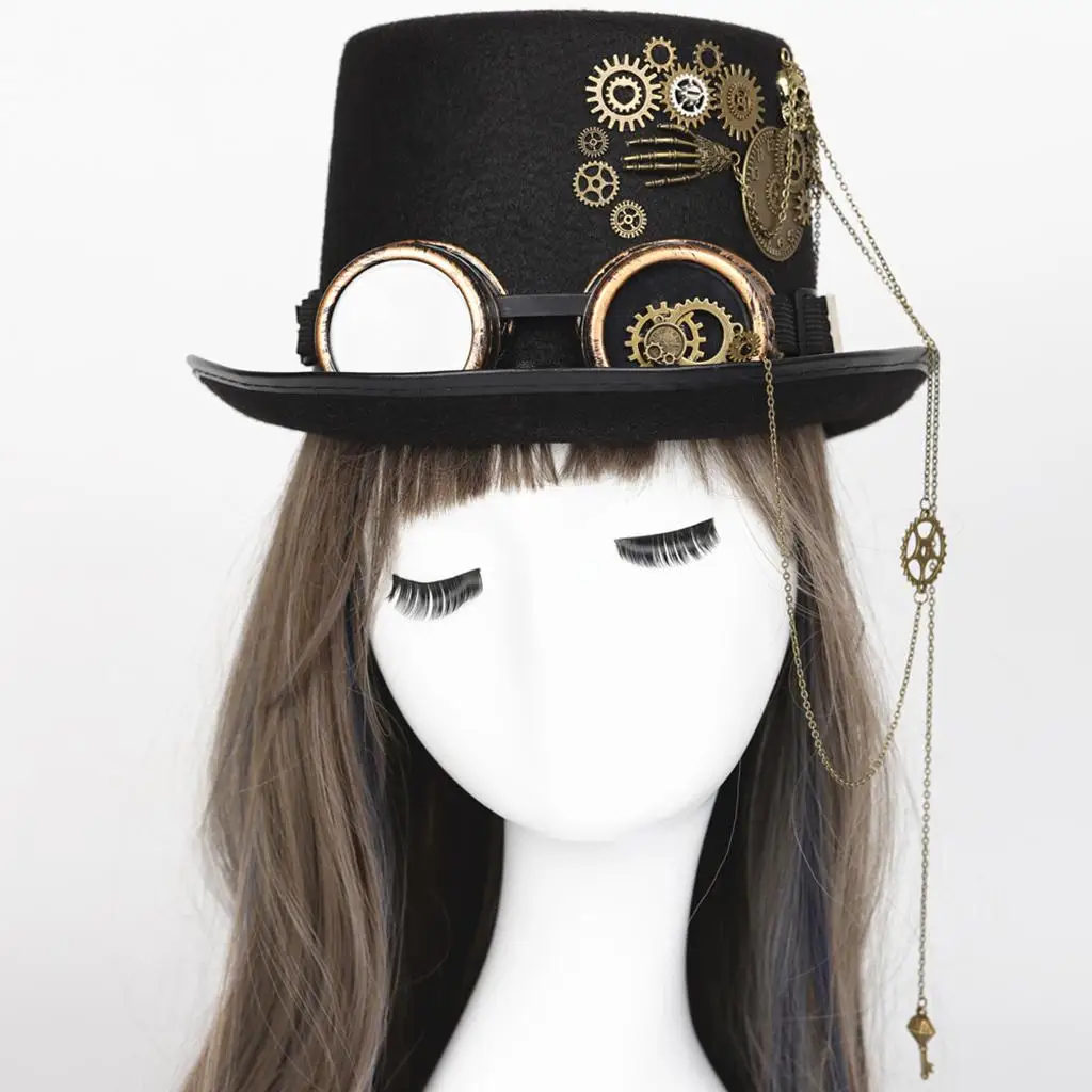 Steampunk Hat with Cosplay Party Goggles for Accessory Disguise