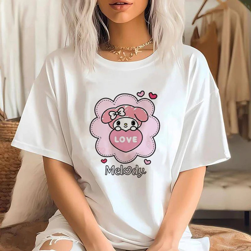 Japanese Manga Kawaii Cinnamoroll Streetwear Fashion Girls T-Shirts Harajuku Clothing Short Sleeve Summer Tees Casual O-Neck Top