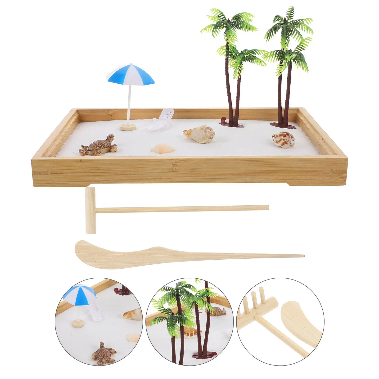 

1 set Zen Garden Kit Ocean Sand Tray Miniature Beach Landscape Diy Desktop Sandbox For Home Office Room Decor Garden Accessories