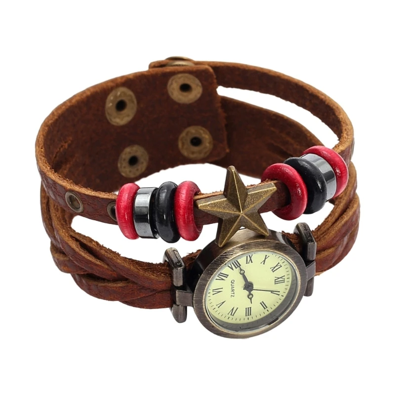 HXBF Unique Braided Cowhides Watch With Alloy Case Suitable For Music Festivals