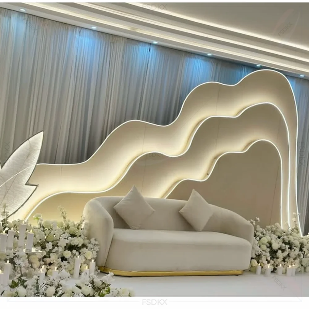

Luxury Design LED Wedding Wave Backdrop Panel 3D Light Multi-layered Acrylic Backdrop for Events Decor