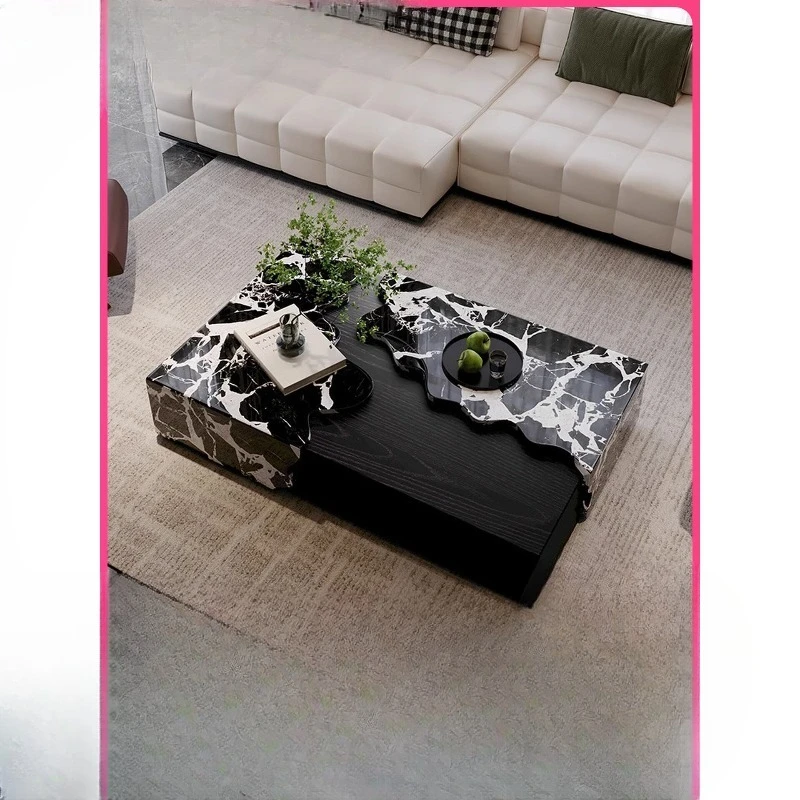 

Italian simple living room household marble coffee table rectangular side table