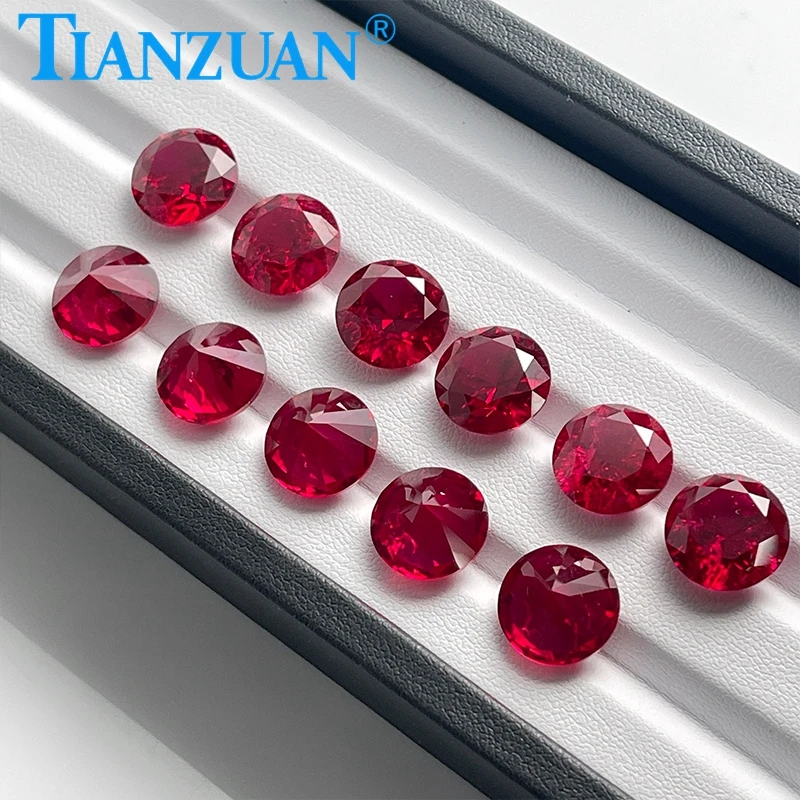 Lab Grown Ruby Round Shape 5# Red Stone Diamond Cut  with Inculsions Artificial Loose Ruby Stone  for Jewelry Making Materials