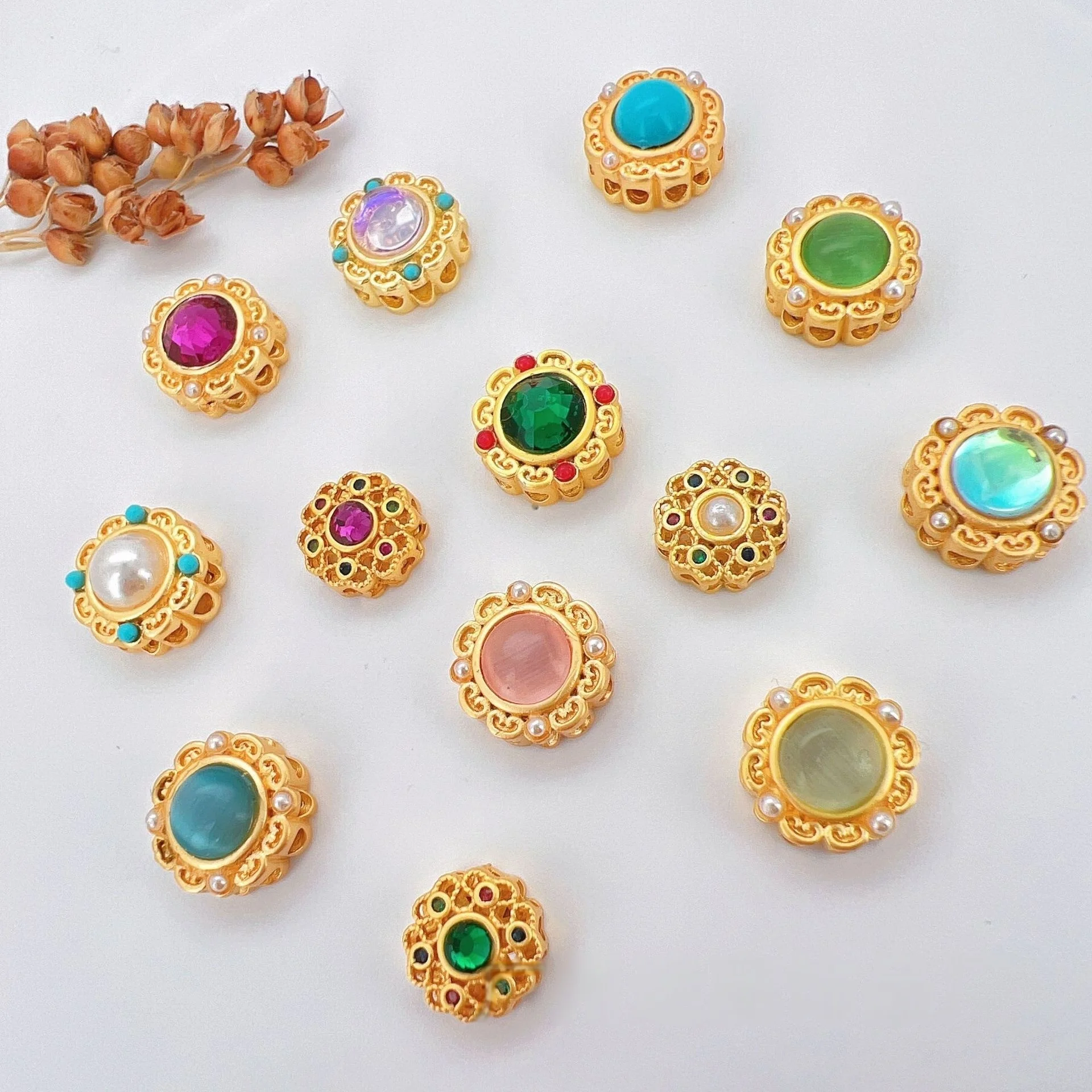 7pcs Copper Gold Plated 18K Jewelry Making Spacer Beads Handmade DIY Bracelet Necklace Making Accessories Loose Beads Wholesale