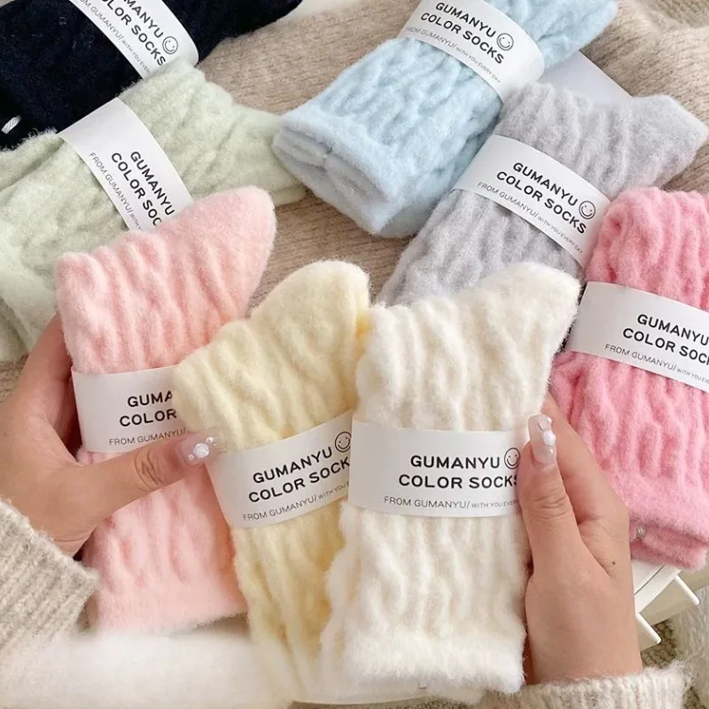 Winter Warm Coral Fleece Socks Women Men Solid Loose Sleeping Sock Velvet Home Fluffy Stocking Thicken Thermal Sox Calcetines