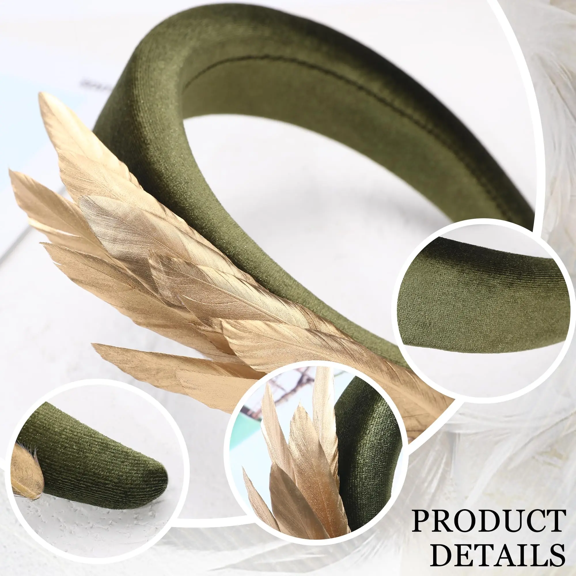 Charmante Fascinator Feder 1920er Jahre Stirnband Kentucky Derby Stirnband Hochzeit Braut Cocktail Tea Party Kopfbedeckung für Frauen Mädchen – Detail 4
