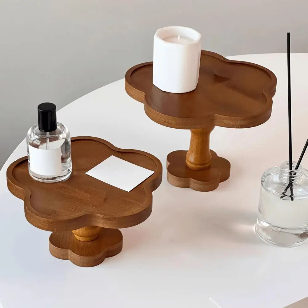 

Wood Flower-Shaped Tray, Decorative Candle Holder Plate, Rustic Tabletop Jewelry Organizer, Farmhouse Serving Tray Jewelry Trays