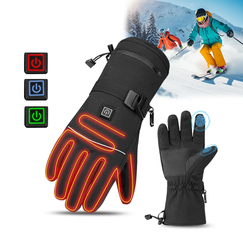

Winter Outdoor Motorcycle Ski Riding Heated Gloves Adjustable Temperature Rechargeable Electric Battery Heating Gloves