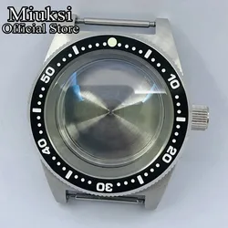 Miuksi 62MAS diving 40mm silver sterile watch case ceramic bezel domed sapphire glass fit NH35 NH36 movement